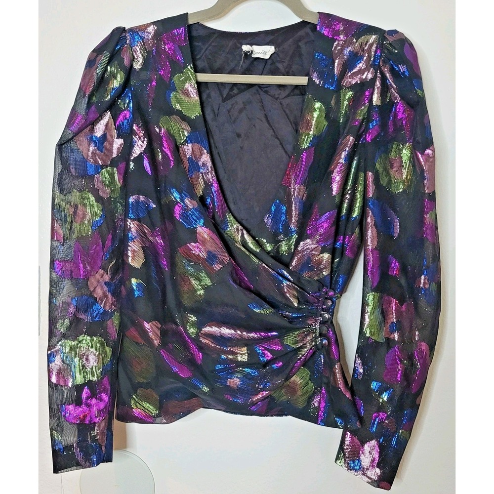 Vintage Blazer Blouse ILGWU Union USA Made Rimini Size 6 XS Artsy Party Lined